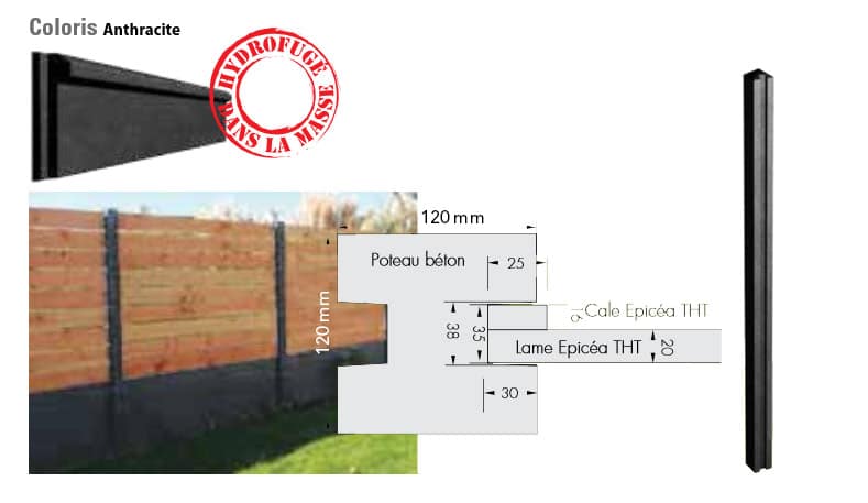 poteaux pour cloture bois-beton